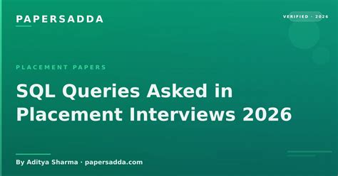 SQL Queries Asked in Placement Interviews 2026 | PA