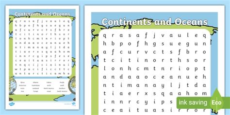 Continents and Oceans Activities - Twinkl Homework Help