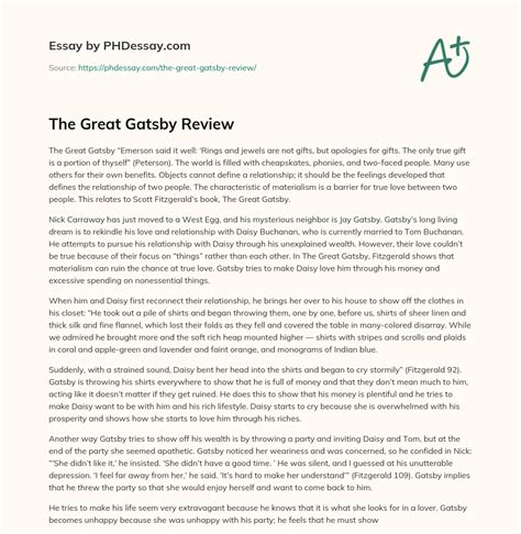 The Great Gatsby Review - PHDessay.com