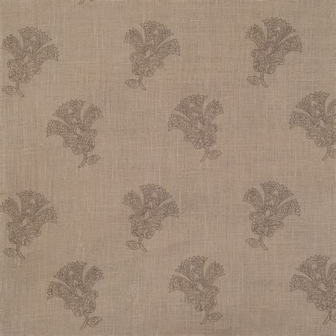 Linen sheer curtain fabric printed - Kimkhwab - Buff – Art Legends Store