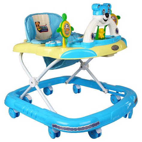 Goyal's Baby Musical Walker - Foldable & Height Adjustable - Blue (Mad