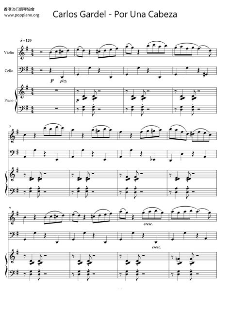 Por Una Cabeza | Sheet Music | Piano Score Free PDF Download | POPPIANO.ORG