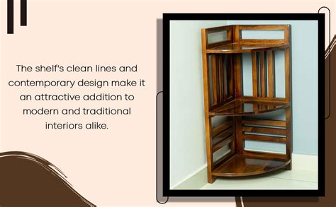 WOODMAZE Sheesham Wood Corner Shelf for Living Room Wooden Corner 3 ...