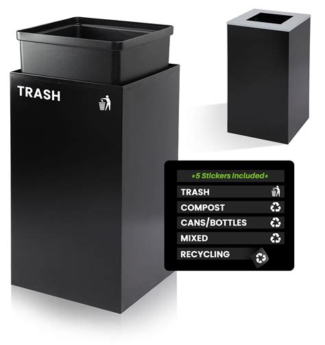 Alpine Commercial Indoor Recycle Bin - 29 Gallon Modern Looking Black ...