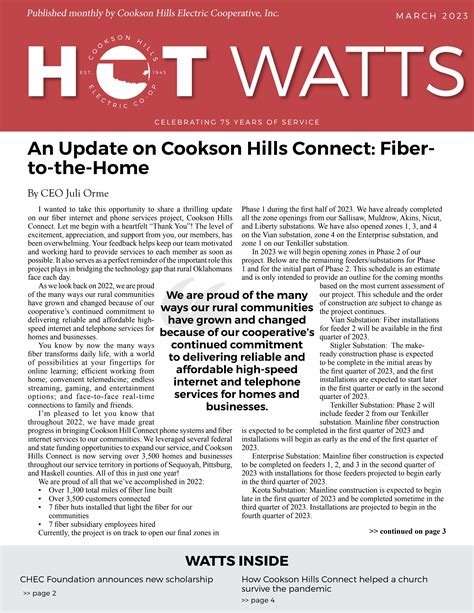 CHEC Hot Watts March 2023 by Cookson Hills Electric Cooperative - Issuu