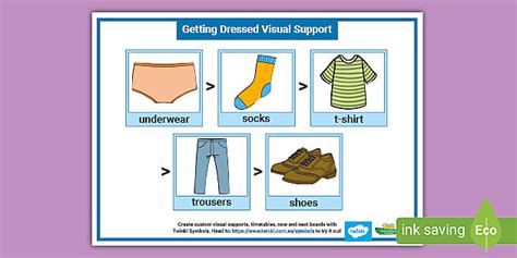Getting Dressed Visual Support Display Poster (teacher made)