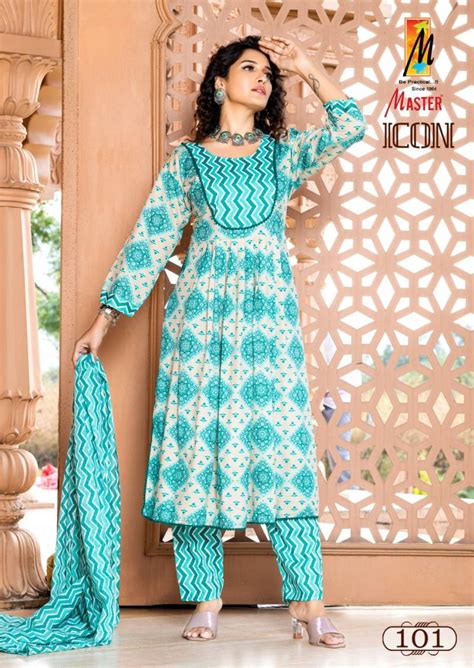 Master Icoin Two Tone Printed Naira Cut Kurti Bottom With Dupatta