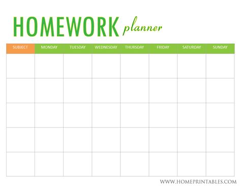 Image result for Free Printable Homework Planner