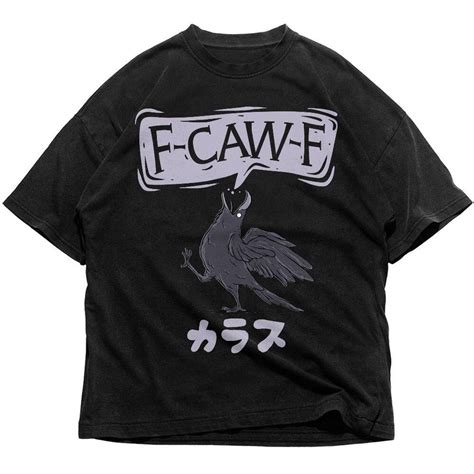 F-CAW-F Black Bird Shirt, Japanese Crow Funny Retro Unisex Tee, Tokyo ...