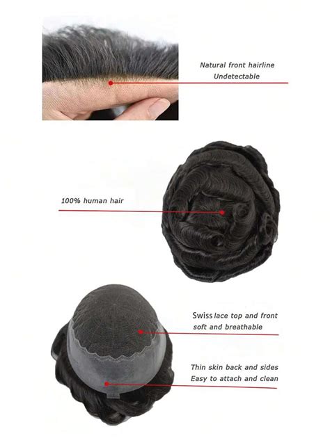 HD Lace Toupee Human Hair Replacement Systems Voor Mannen Zwitserse ...
