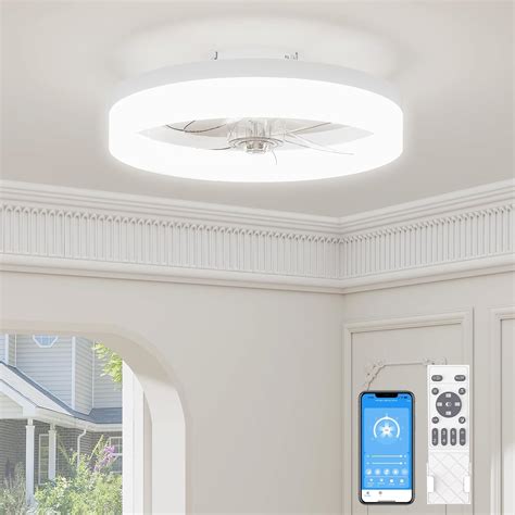 VOLISUN Low Profile Ceiling Fans with Lights and Remote, 15.7in ...
