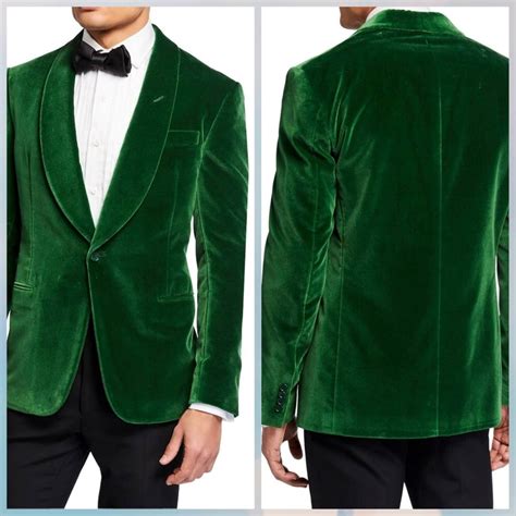 Men Green Velvet Jackets Slim Fit Jacket One Button Blazer - Etsy