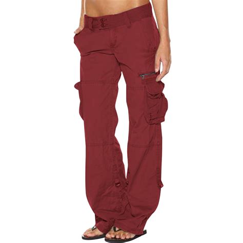 JUUYY High Waist Stretch Cargo Pants Women, Solid Baggy Multiple ...