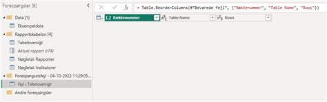 Number of rows for each table in Power Query error - Microsoft Fabric ...
