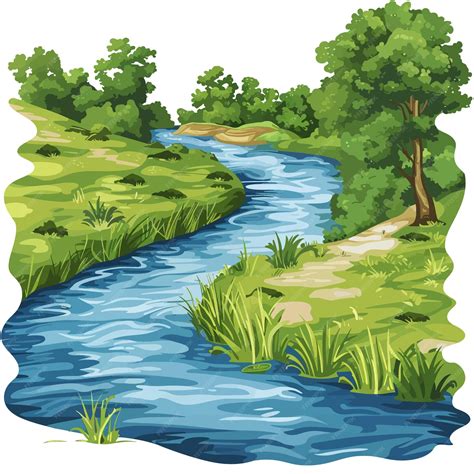 Premium Vector | A drawing of a river with a river flowing through it