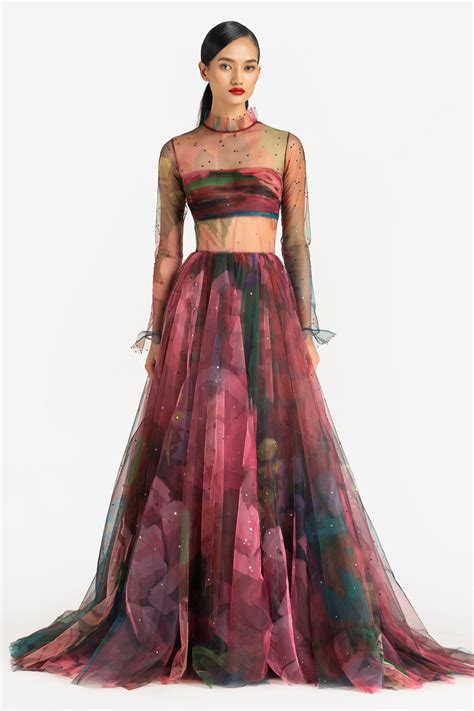 Round Neck Tulle Gown – Gauri and Nainika