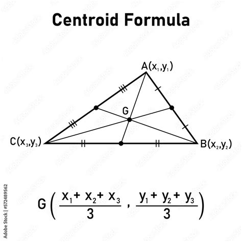 Centroid formula of a triangle. The intersection of the three medians. Vector illustration ...