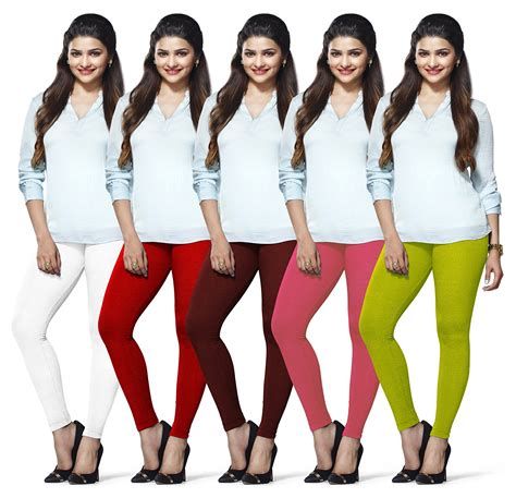 LUX LYRA Women's Cotton Ankle Length Leggings (White, Red, Maroon, Pink ...