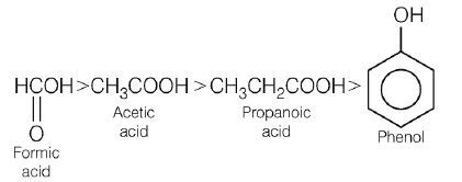 Among formic acid, acetic acid, propanoic acid and phenol, the ...
