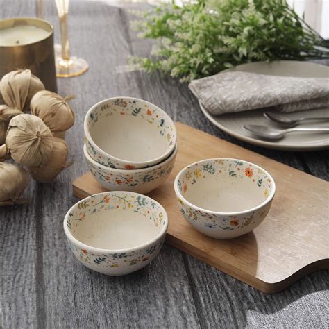 Buy Miah Décor Stoneware Md-262 Handcrafted Spring Dinner Bowls, Set of ...