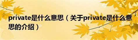 private是什么意思（关于private是什么意思的介绍）_华夏文化传播网