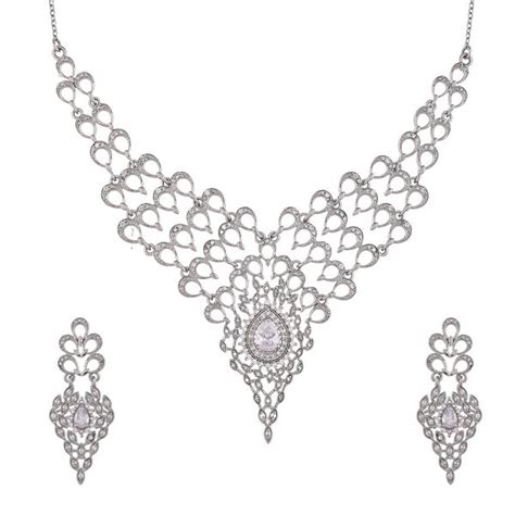 Peacock Regal Silver Necklace Set – VOYLLA