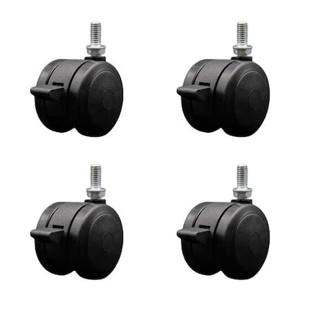 Service Caster 2'' Black Floor Safe Twin Wheel Casters with Brakes 3/8 ...
