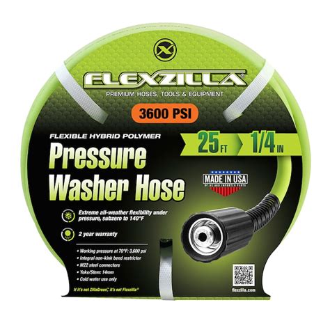 Flexzilla 1/4-in x 25-ft, up to 3600 PSI Pressure Washer Hose ...
