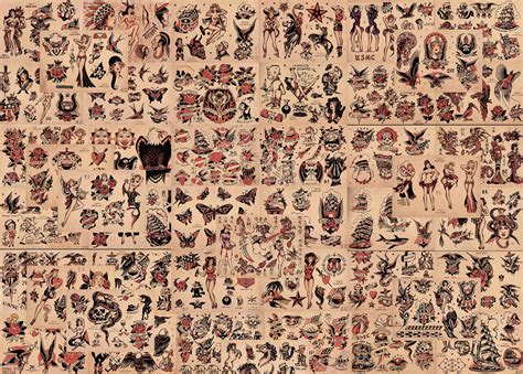 Buy Sailor Jerry Traditional Vintage Style Tattoo Flash 85 Sheets 11x14 ...