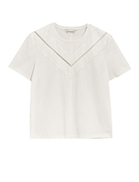 Buy Lace Detail Regular Fit T-Shirt at Marks & Spencer