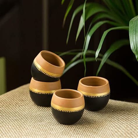 ExclusiveLane Hand-Painted 'Terra-Sips' Kullads in Earthen Terracotta ...