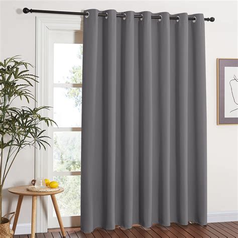 NICETOWN Grey Blackout Patio Sliding Door Curtain Extra Wide, Grommet ...