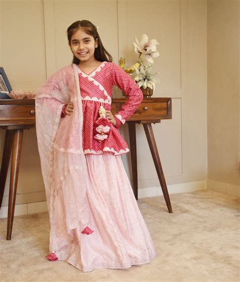 Buy Pink Peplum Top with Lehenga Online – FayonKids