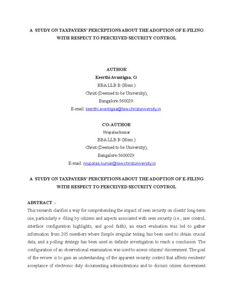 Research paper - It on the taxation and e filling - A STUDY ON ...