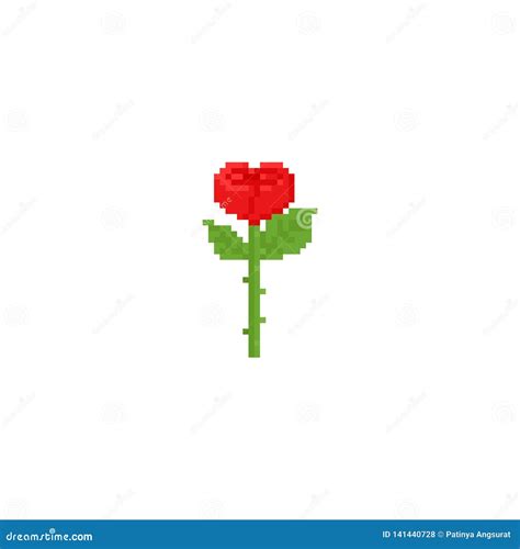 Pixel Heart Rose.8bit.Valentine`s Day. Stock Illustration ...
