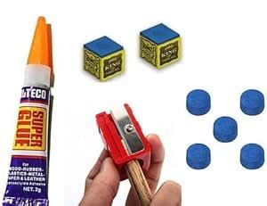 KBA Billiard Snooker Pool Cue Stick Accessories Kit (Blue Tip - 5 Pcs ...