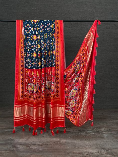 Multi Color Digital Patola Printed Pure Gaji silk Dupatta With Tassels ...