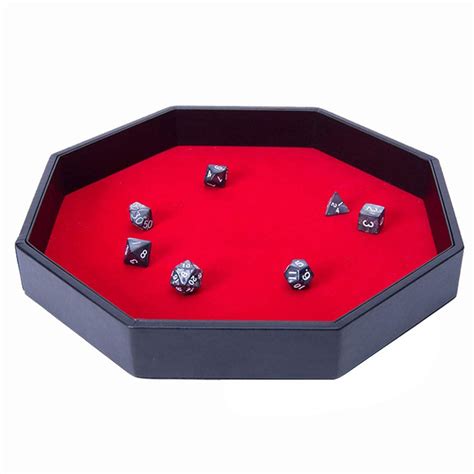 Anjetan Fake Leather Dice Tray Simple Solid Octagonal Dice Holder Tray ...