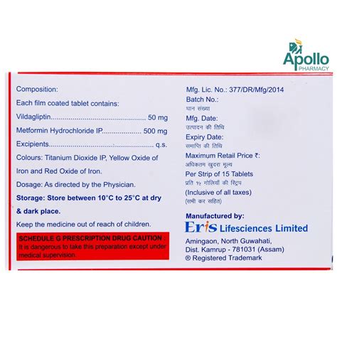 Zomelis Met 50 mg/500 mg Tablet 15's Price, Uses, Side Effects ...