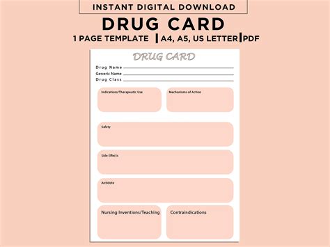 Drug Card Printable, Drug Card Template, Nursing School, Nursing Notes ...