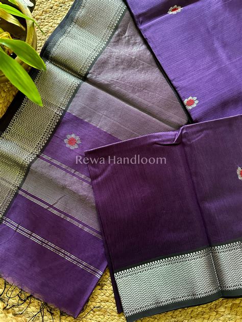 Maheshwari Violet Blue Silver Zari Sarees