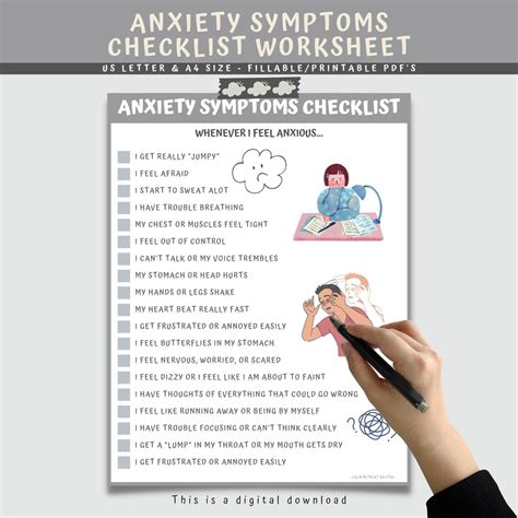 Anxiety Symptoms Checklist Worksheet for Kids & Teens, Worry Anxiety ...