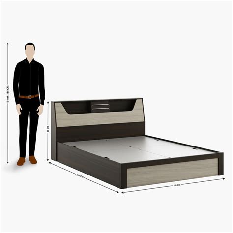 Buy Helios Lawrence Queen Bed with Headboard and Box Storage - Brown ...