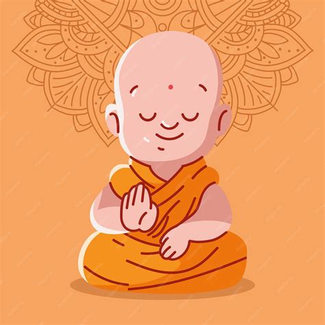 Premium Vector | Buddhist cute monk