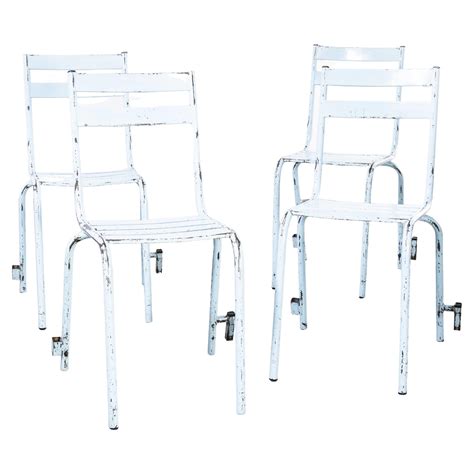1950's French Artprog Mint Metal Stacking Outdoor Chairs Set of Four ...