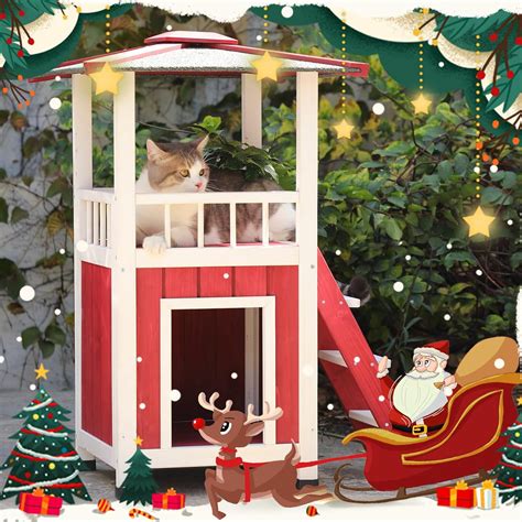 Buy Petsfit Outdoor Cat House Feral Cat Shelter Weatherproof, Outside 2 ...