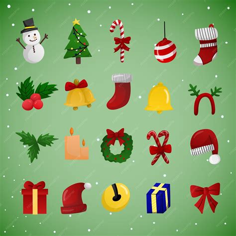 Simple cute christmas element collection | Premium Vector