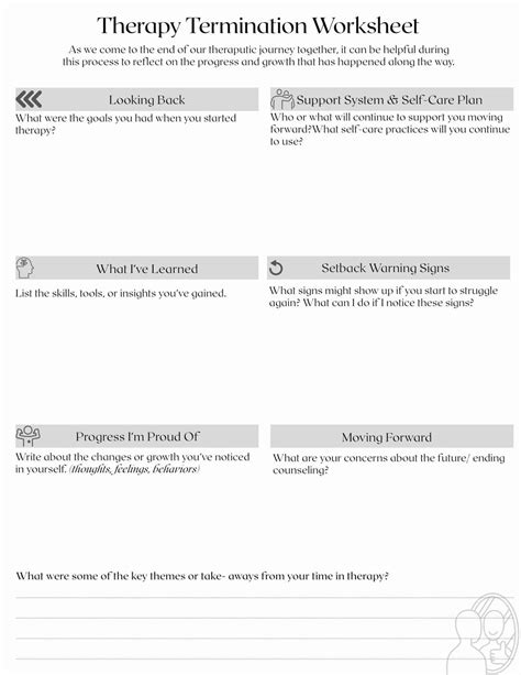 Therapy Termination Worksheet PDF Counseling Client Progress Reflection ...