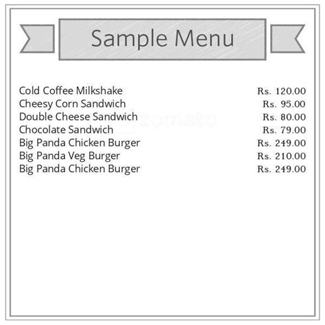 Menu at Theeni Panda, Chennai