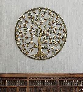 vedas Exports Multicolour Wrought Iron Kamelia Circle Tree Wall ...